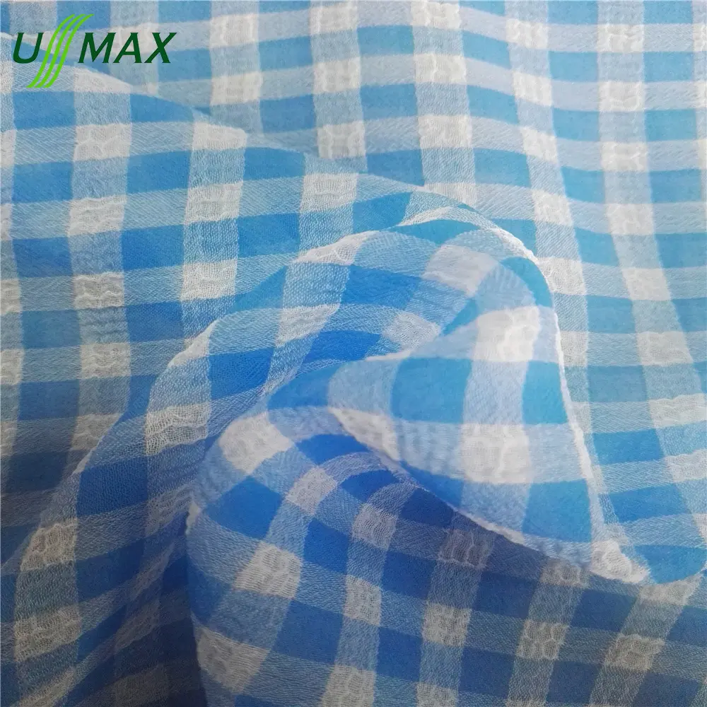 100% Polyester two color tones small checker crepes chiffon fabric for summer fashions