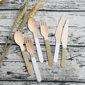 Bois de <span class=keywords><strong>bouleau</strong></span> couverts ensemble souvenir jetable vaisselle cuillère et fourchette en bois ustensile - Product Image 1