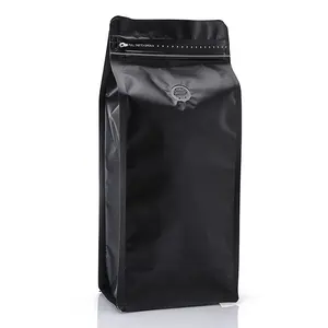 Importados de china impresas personalizada aluminizado plastico fondo plano bolsas para empacar cafe con Valvula Desgasificadora