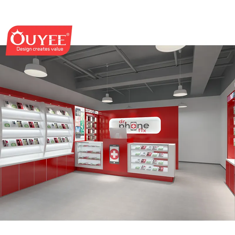 Fancy Shop Fitting Mobile Shop Interior Design Display Unit Mobile Phone Shop Names with Mobile Counter