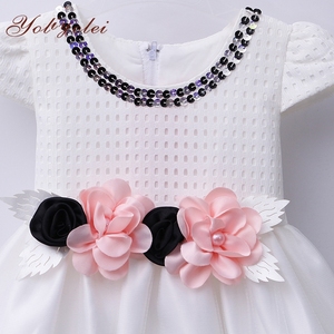 <span class=keywords><strong>Robe</strong></span> d'été décontractée en coton de Chine pour bébés filles Style formel avec décoration pailletée au genou - Product Image 3