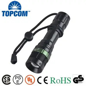 300 Lumens LED Flashlight+Pocket Clip/Brillant Black XPE 3W Torch Light +Dimmer best Waterproof LED Searchlight