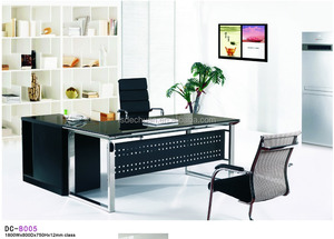 Negro moderno de la oficina ejecutiva mesa de diseño con <span class=keywords><strong>el</strong></span> vidrio superior - Product Image 1