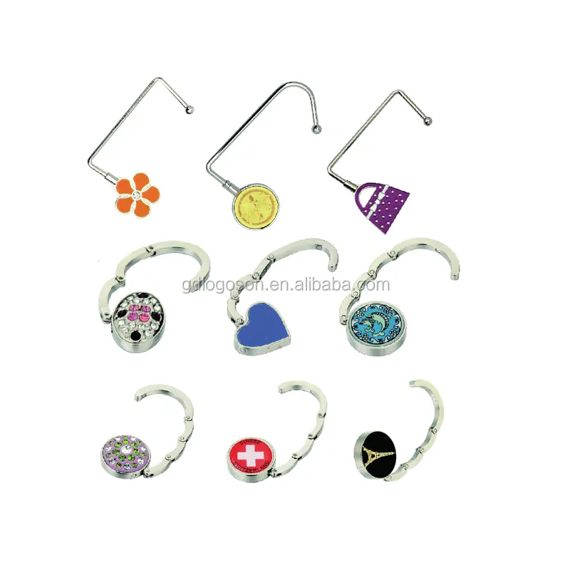 New Various Shapes Metal Hanger Durable Table Folding Bag Purse Handbag Hook Round / Heart / Flower Shaped Bag Holders
