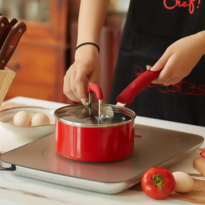 16cm Aluminum <strong>Nonstick</strong> Ceramic <strong>Saucepan</strong> with Double Bottom Glass Lid and Bakelite Handle for Home Cooking - Product Image 3