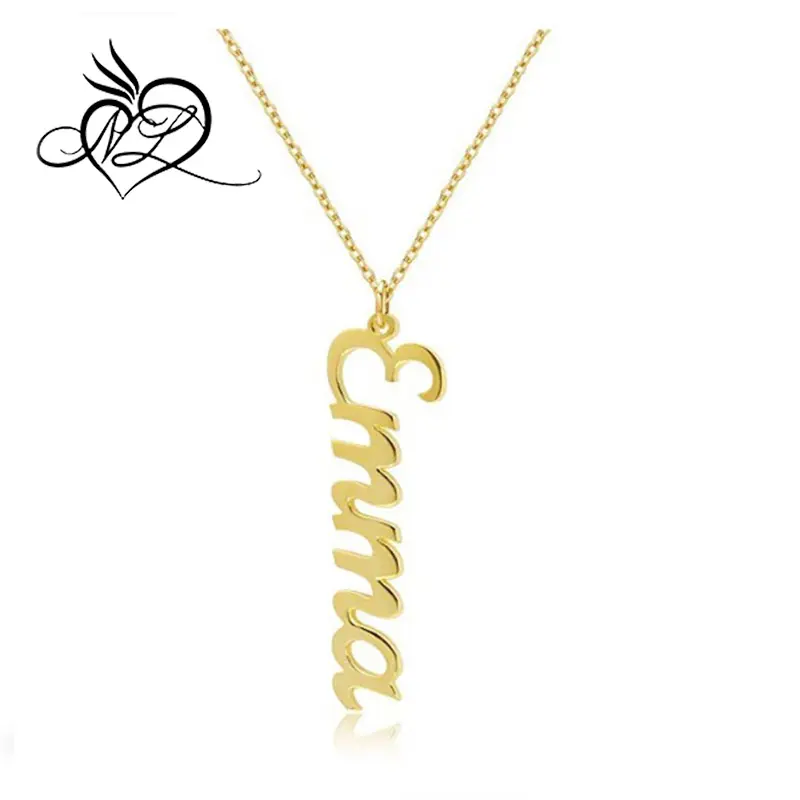 Customize Vertical English Nameplate Necklace Choker Stainless Steel Personalized Name Necklaces & Pendants Romantic Gift