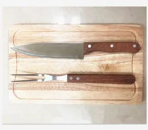 New Kitchenware Stainless Steel Steak Knife Fork with chopping board HX-SK002