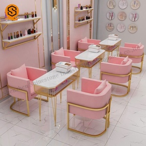 Mesas <span class=keywords><strong>de</strong></span> <span class=keywords><strong>Manicura</strong></span> Pequeñas <span class=keywords><strong>de</strong></span> Metal Dorado y Mármol Blanco para Salón <span class=keywords><strong>de</strong></span> Belleza, Venta al por Mayor - Product Image 4