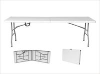 Mesa Rectangular Plegable Portátil de Plástico Blanco de 6 Pies para Exterior, Catering, Picnic, Café y Banquete