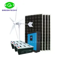 5KWオフグリッドハイブリッド太陽光発電システム (風力と太陽光発電を使用して家庭の負荷を取り、無料の電気を取ります)