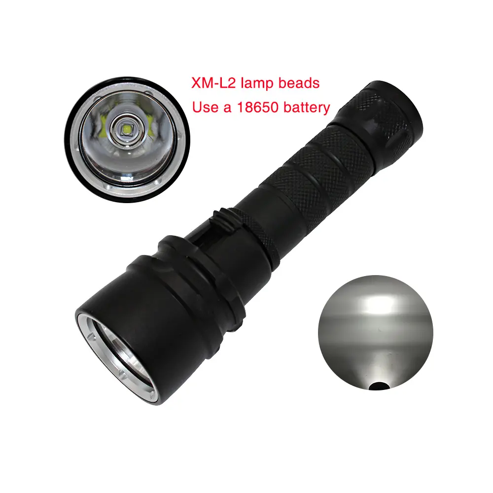 1200 lumens waterproof tactical self defense xm-l2 led flashlight with Rechargeable 18650 battery