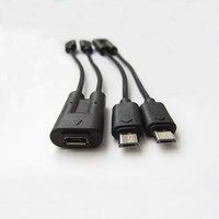 Câble de chargeur d'extension personnalisé de type Y Micro USB femelle 1 à 2 Micro USB mâle