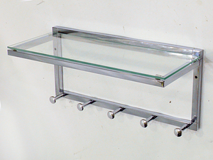 Wall Mounted Three <b>Rail</b> Single Glass <b>Shelf</b> <b>With</b> <b>Towel</b> Holder - Product Image 6