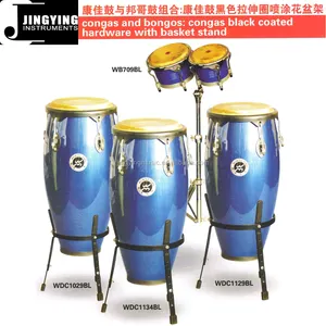 Tamburi tamburi e Bongos Congas: congas tamburi nero rivestito hardware con basket basamento