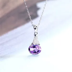 Key Chains Pendant Necklace Charm 925 sterling silver natural amethyst pendant dropshipping jewelry crystal pendant Beads