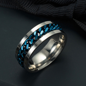 Punk Rock <strong>Spinner</strong> Titanium <strong>Ring</strong> Stainless Steel Gold Rotatable Black Chain <strong>Rings</strong> <strong>Men</strong> for Women Accessories - Product Image 4