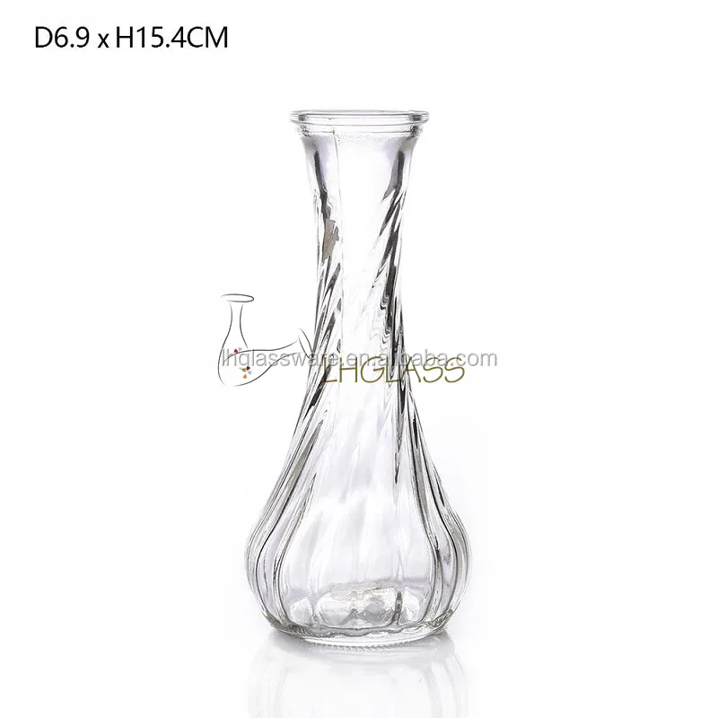 Glas Hochwertige billige lila Knospe Glasvase für Blumen Großhandel antike ausgestellte Zinn klare Knospe Glasvase
