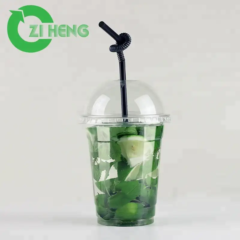 Direct factory custom printed clear disposable plastic milkshake cup with lid