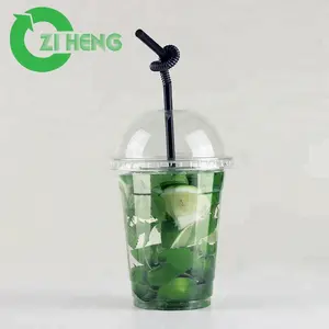 Direct factory custom printed clear disposable plastic milkshake cup with lid