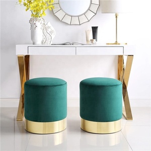 Simple Modern Leisure Round Velvet Ottoman <strong>Stool</strong> Low Velvet <strong>Sofa</strong> Ottoman Dressing Table Step <strong>Stool</strong> - Product Image 2