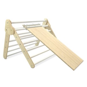 Wholesales Wooden Children Activity Play Gym Baby Montessori Triangle Climbing Gym Frame With Ladder MFCY-002