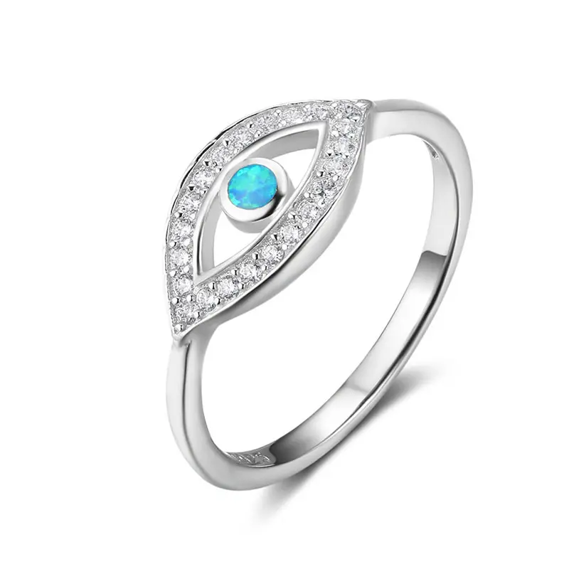 2mm ópalo de Fuego Azul anillo de ojo turco forma anillos