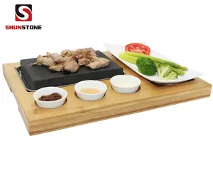 Restaurant Natural Grill Lava Steinplatten Hot Sale mit Bambus platte zum Grillen