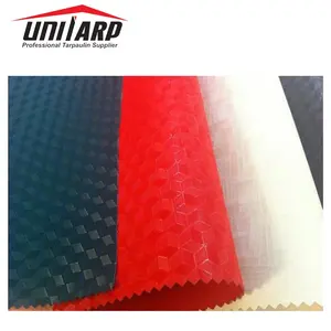 Perlindungan UV terpal emboss kustom NFPA701 terpal tenda plastik PVC terpal Timbul 3D