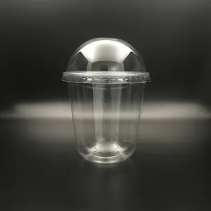 360毫升PLA可堆肥杯一次性透明塑料宠物圆底U形杯酸奶杯定制