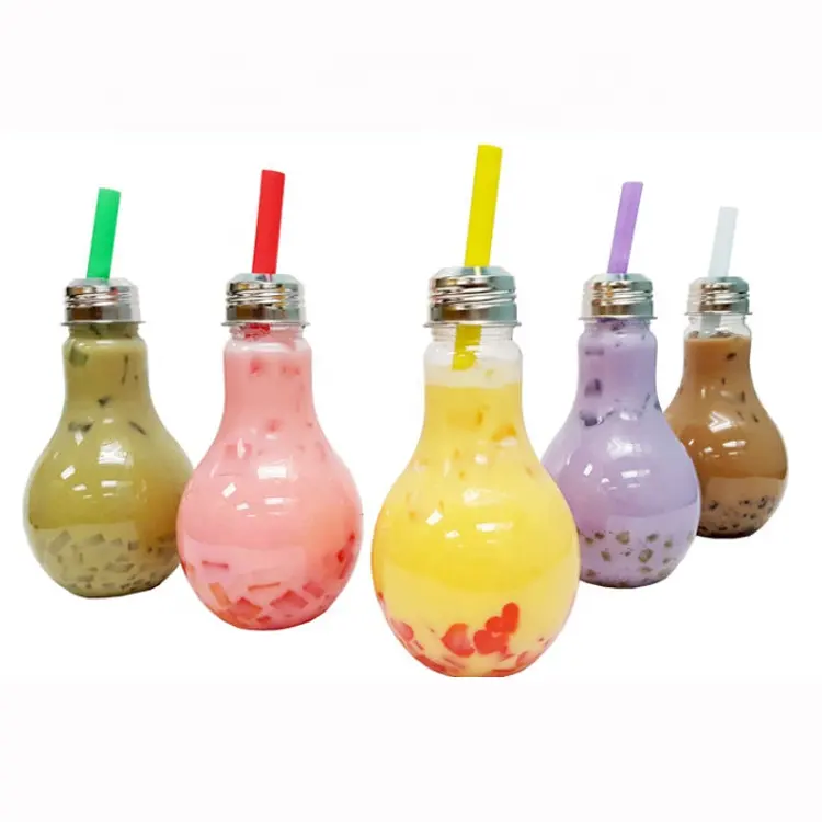 500cc 350ml lightbulb plastic bottles beverage containers for Bubble milk tea filling