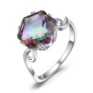 Fire Mystic Topaz Ring Jewelry Ring Rainbow 925 Sterling Silver Solid Jewelry Palace 3.2ct Anillos <span class=keywords><strong>de</strong></span> piedras preciosas Zircon Claw Setting - Product Image 2