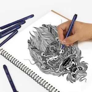 Kabul logo 10 adet güzel noktası mürekkep kalem ince hat kroki kalemler mavi detaylandırma için teknik kalem seti - Product Image 3