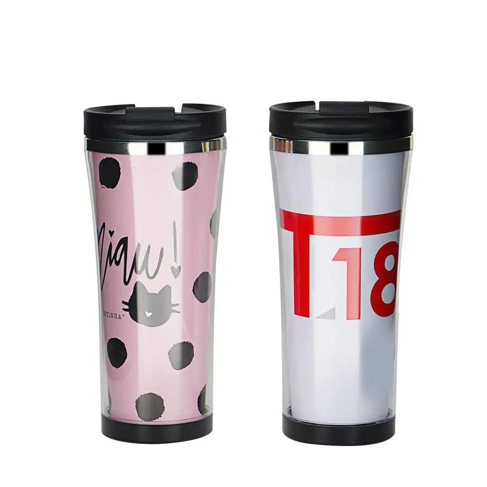 Changeable insert paper DIY printing travel coffee mug with photo insert