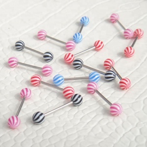 Mode Acryl Perle Lang hantel Zunge Piercing Ring - Product Image 6