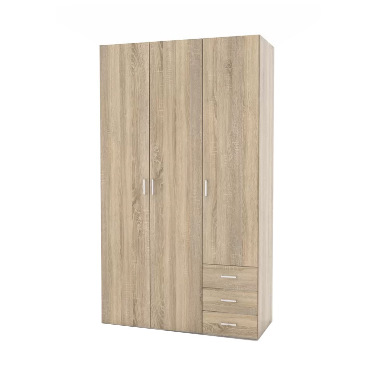 Customized Modern 3 Door MDF Wood Wooden Clothes Wardrobe With 3 drawers