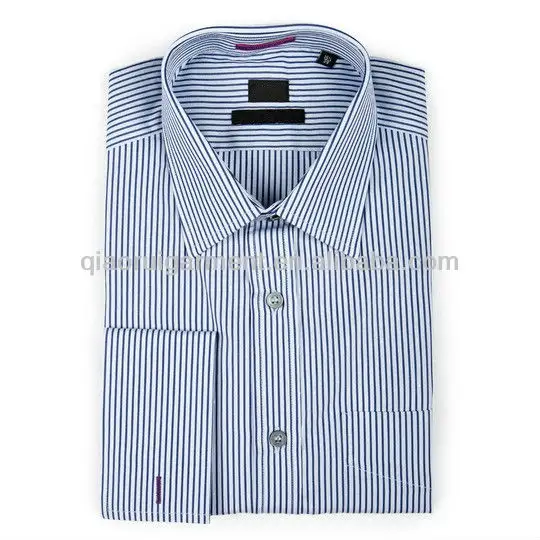 Mens blue striped tallspread collar french cuff dress shirt