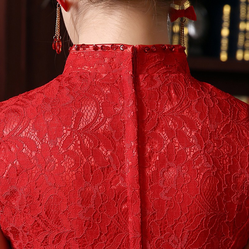 Red Bridal Lace Cheongsam Wedding Dresses - Classic Style Red Bridal Lace Cheongsam Wedding Dresses - Classic Style