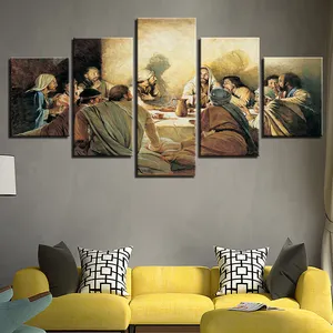 Tela di canapa Poster <span class=keywords><strong>Quadro</strong></span> di Arte Della Parete Della Decorazione Della Casa 5 Pezzi Gesù Dipinti Astratti Modulare <span class=keywords><strong>Soggiorno</strong></span> Stampe HD Ultima Cena Immagini - Product Image 2