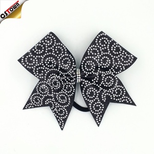 Transfert de chaleur en gros conceptions personnalisées bande de ruban Cheer Bow strass fer sur - Product Image 5