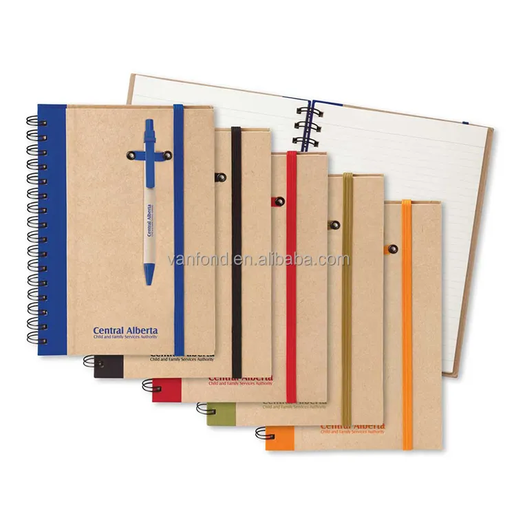 ECO Friendly Notebook Customized Notepad Mini 40 Sheets with Pen Inside Logo Recycled Promotion