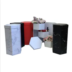 hot sell rigid pure color Rotating three-layer hex Souvenir roses paper gift box for packaging flowers