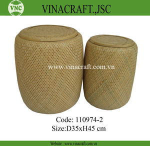 Antique <b>Bamboo</b> Storage Trunk Handicraft Carved Technique From Vietnam for Home Decor - Product Image 1