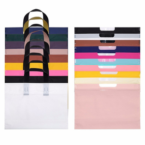 Wholesale blank custom printing loop handle drawstring colorful plastic tote bag for shopping
