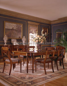 <span class=keywords><strong>Table</strong></span> à <span class=keywords><strong>manger</strong></span> fantaisie en bois massif avec chaises <span class=keywords><strong>pour</strong></span> 6 <span class=keywords><strong>personnes</strong></span>, ensemble de salle à <span class=keywords><strong>manger</strong></span> classique européen couleur cerise - Product Image 1