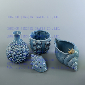 forma de concha de mar mar serie blanco, amarillo, color sólido azul esmaltado 2016 superventas de porcelana titular de la vela - Product Image 4