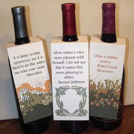 Die Cut Kertas Botol Kartu Label Gantung Leher untuk Botol Anggur