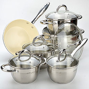 Juego de Utensilios de Cocina Modernos de Acero Inoxidable <span class=keywords><strong>Milano</strong></span> con Tapa de Vidrio Templado, Ecológico para Cocina Casera y Uso Comercial al por Mayor - Product Image 2