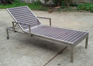 Chaise longue d'extérieur en aluminium et bois plastique <span class=keywords><strong>avec</strong></span> roulettes pour la <span class=keywords><strong>plage</strong></span> - Product Image 5