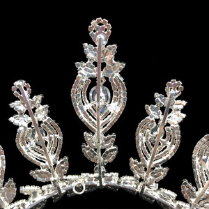 Echsio Cristallo Grandi Signore Corona Nuziale Diademi Antico <span class=keywords><strong>Queen</strong></span> <span class=keywords><strong>Victoria</strong></span> Argento Placcato Gioielli della Corona, Gioielli Da Sposa di lusso BC3121 - Product Image 5