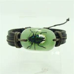 Glow in the dark real insect resin amber bracelet factory